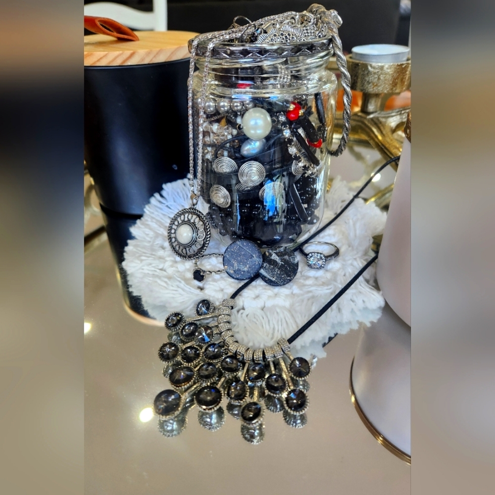 Mystery Jewelry Jar - Silver & Black Inspired